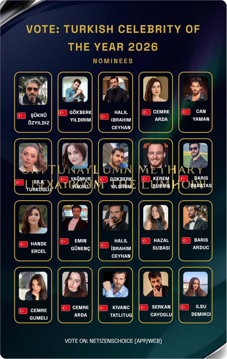 thenreport's tweet photo. TURKISH CELEBRITY OF THE YEAR 2026 #TurkishCelebrityOfTheYear

APP VOTE: IOS: https://t.co/hvZtDrz37I
Android: https://t.co/5Cri2Aoepm

VOTE: https://t.co/RcPdJmoMd3 https://t.co/ROD6To1QAU