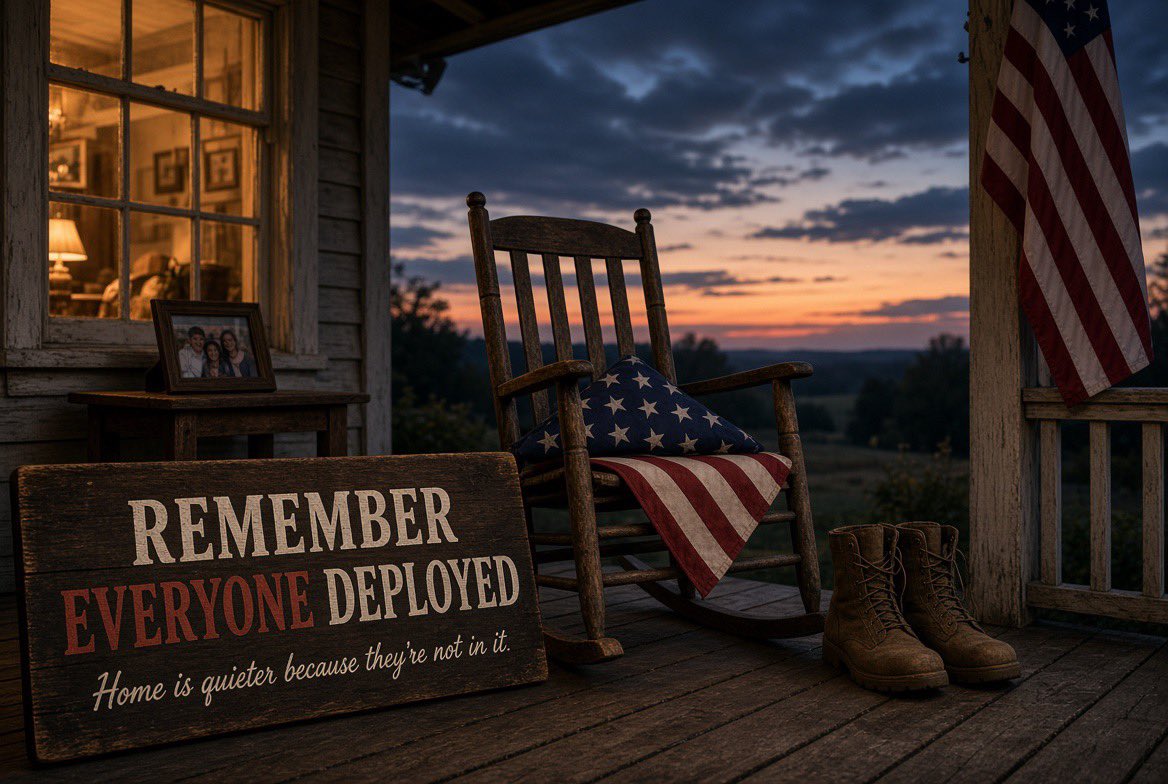 MikeBales's tweet photo. Remember everyone deployed.
Home is quieter because they’re not in it. I say this so I don’t forget the empty chairs, the missed calls, and the families holding it together until they walk back through the door. 🙏🏻🇺🇸 https://t.co/BHUezuwDoX