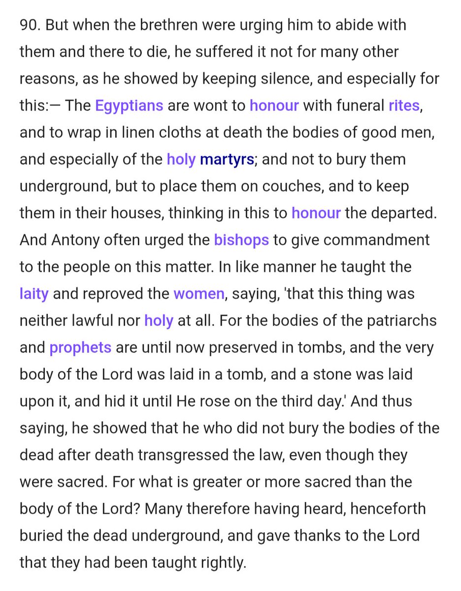 PresbyInn's tweet photo. Athanasius records that Anthony the Great, the revered Desert Father, condemned practices like this, asking to be buried somewhere hidden so this wouldn't be done. 

This isn't patristic, if you want to do talismanic woo woo go play D&amp;D or something. https://t.co/cEeRZS9xv0