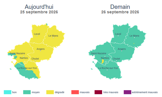Image de Préfète de la Mayenne : #Pollution La #QualitéDelAir sera dégradée 🟡 ce vendredi 2⃣5⃣ septembre sur l'ensemble du départeme