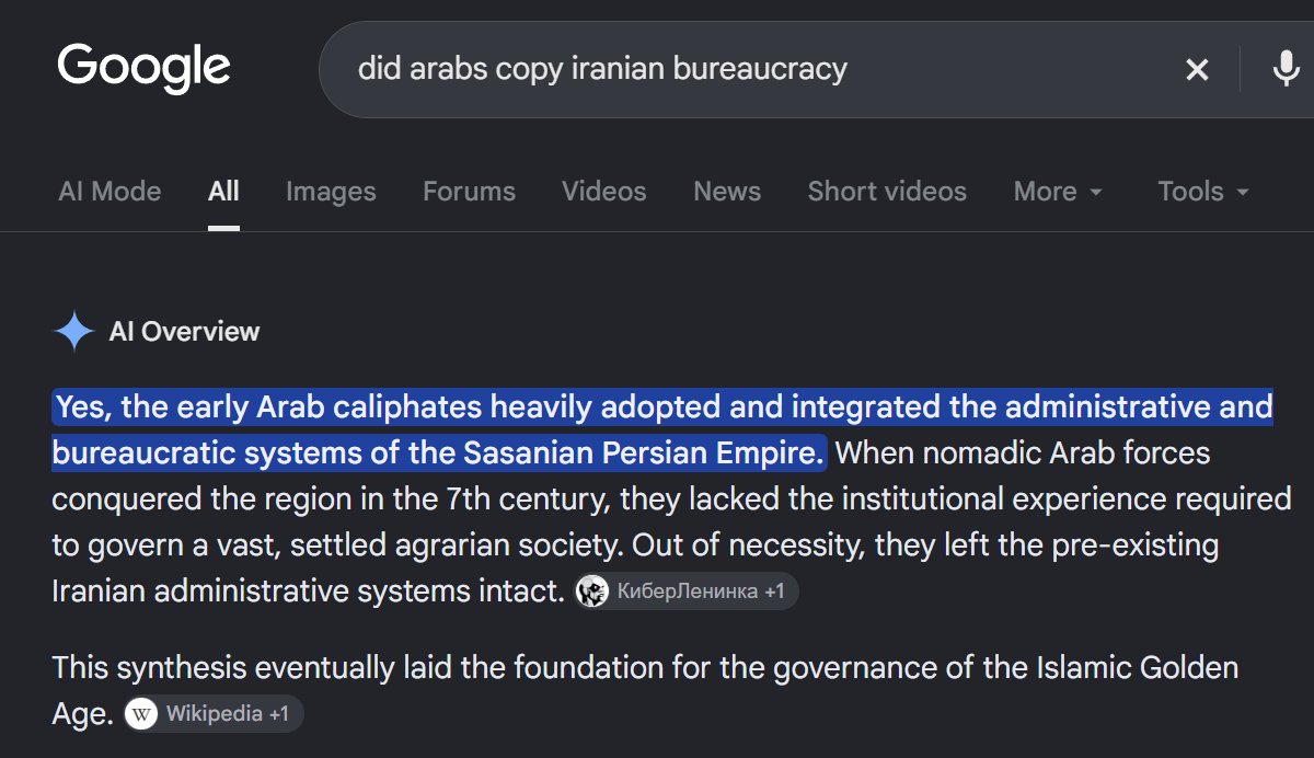 JuckFewsBOS's tweet photo. @xSauu5tk @tanzebiparwa @martianz88 an empire that relied completely on Iranian/Sasanian bureaucracy and bureaucrats because you were a bunch of primitive, nomadic, tribal desert savages without a proper civilization. lmao https://t.co/r31oNd7z9U