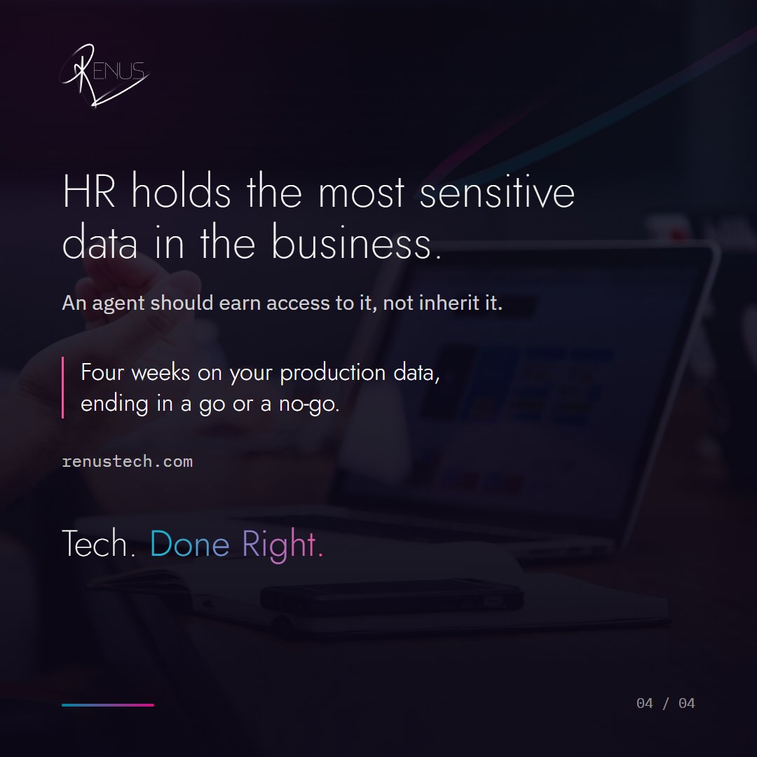 RenusTech's tweet photo. HR on Dynamics 365, in the order we build:

1. Decide the environment
2. Lock the data before the agent
3. Integrate payroll, never re-key it
4. Self-service where people work

Copilot's HR agent ships accelerators for Workday. Not D365 HR. That's our job.

#Dynamics365 #HRTech https://t.co/bksjGLPb9g