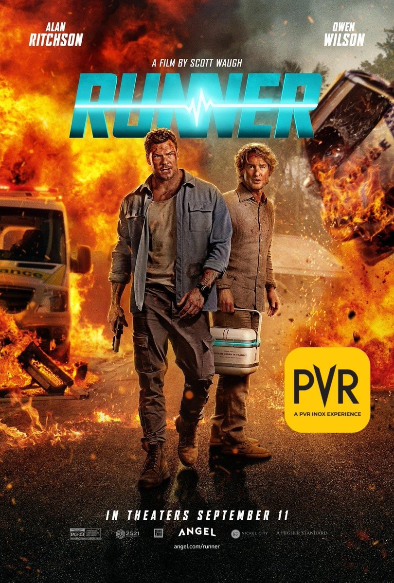 movie__maniac's tweet photo. Showtime!!! π¬
π½οΈ Movie #249, Movie Screening #281 in theatres in 2026.
π Watching RUNNER.
π PVR Cinemas, Irrum Manzil, AUDI 5, Hyderabad
#Runner
#AlanRitchson
#OwenWilson
#ScottWaugh https://t.co/KdACisTYOG