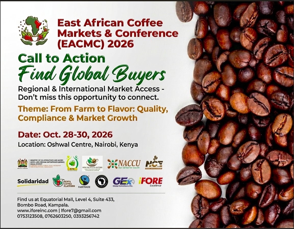 matovu's tweet photo. @wekesa_amos @_GL_Collection Ready to scale your coffee business globally?
Join us at the East African Coffee Markets &amp; Conference (EACMC) 2026 to connect with international and regional buyers and access new markets! Contact: +256 762 603 250
#EACMC2026 #CoffeeTrade #EastAfrica #CoffeeExporters #Nairobi https://t.co/jobhpRsHBm