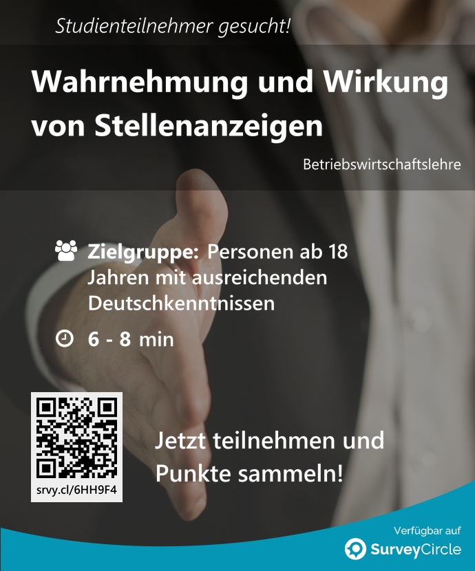 SurveyCircle's tweet photo. Teilnehmer gesucht für top-platzierte Online-Studie:

"Wahrnehmung und Wirkung von Stellenanzeigen" via @SurveyCircle #HS_reutlingen

#stellenanzeigen #arbeitgeberwahrnehmung #arbeitswelt #bewerbung #personal https://t.co/urKJI0ufOg