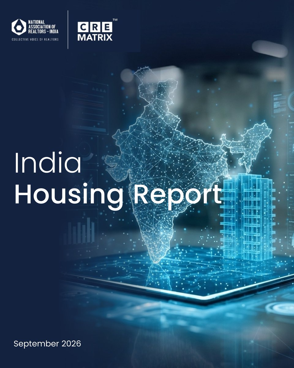 CreMatrix's tweet photo. CRE Matrix &amp; @NARINDIAtweets are pleased to present the India Housing Report – September 2026, covering the performance of India’s Tier-1 housing markets in H1 CY’26.

Tap here to download the full report - (https://t.co/NIlDZ6oYCu)

#IndiaHousingReport #RealEstateIndia https://t.co/DXvMnMaouw
