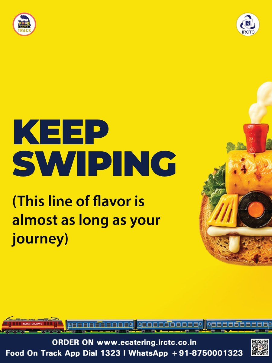 eCateringIRCTC's tweet photo. India’s journeys are made of more than destinations, they’re made of flavours, traditions, and regional favourites along the way. From familiar comfort food to tastes inspired by different corners of the country, every meal can add something special to the journey. With IRCTC eCatering, explore a wide variety of food options and have your chosen meal delivered right to your coach. Because some of the best parts of travelling can be enjoyed one bite at a time.

Order fresh, hygienic meals from trusted restaurant brands and get them delivered right to your train coach.

🌐 https://t.co/sj0NT7G2Cn
📲 Install #FoodOnTrack app
📞 Call 1323
📱 WhatsApp +91-8750001323
