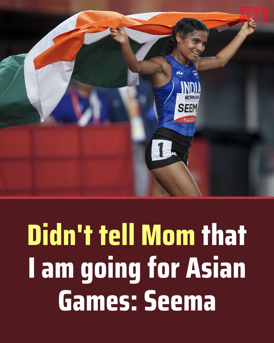 PTI_News's tweet photo. STORY | Didn't tell Mom that I am going for Asian Games: Seema

History-making long-distance runner Seema did not want her septuagenarian mother to fret over her whereabouts when she headed to Japan for the Asian Games. So, she figured a simple solution -- fly away without telling her about the biggest assignment of her career.

Seema, who fetched a surprise bronze in the women's 10,000m race by clocking 32:50.05 seconds, says she has a protective mother, who worries excessively whenever she travels. But over the years, she has made peace with Seema being at Bengaluru for lengthy training stints and this is exactly the assumption she left her with while heading to Nagoya.

"My father is no more. I have my mother but she is quite old, around 78. I was born very late, when she was 45. Whenever I go out, she gets very tensed. So, I did not tell her that I am going to Japan for Asian Games," Seema said after winning her medal.

"But whenever she finds out, she will not be able to sleep for a day. She (mother) has a high blood pressure problem and so whenever I go for training camp or for tournaments, I don't tell her much. I only tell my sister."

READ: https://t.co/DbtYPDb6Ik

(Report by Philem Dipak Singh)

(Photos: Arun Sharma/PTI)