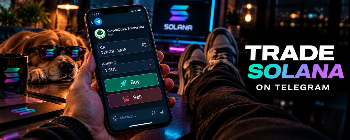 cryptoquickbot's tweet photo. The best trading setup is the one you can use without thinking twice.

CryptoQuick Solana Bot keeps the flow simple:

Find the token.
Choose your size.
Execute from Telegram.

No ceremony. Just a cleaner way to trade Solana.

https://t.co/cgHeNwAFvD https://t.co/rHGpL0xUBU