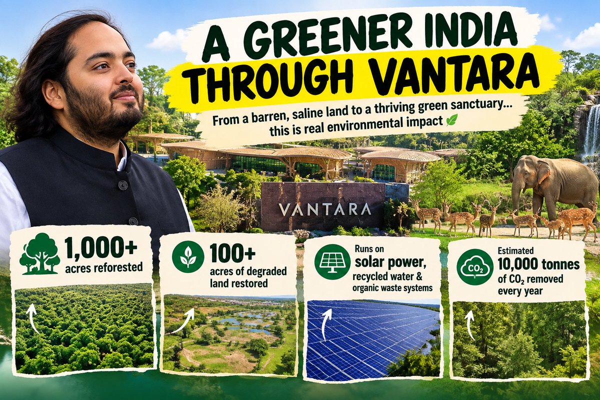 lisucx1k's tweet photo. #2LakhGreenJobs Vantara's reforesting 1000+ acres with solar energy... actual environmental work, not just greenwashing. Respect for real action 🌿
👍👍 https://t.co/jb9b9Bd2NA