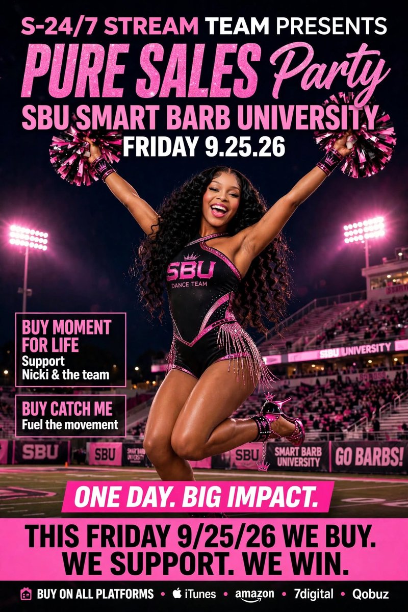 PrettyHustlerzz's tweet photo. Good Morning #Barbz Todayβs Pure Sales Buying & Streaming Schedule Is
#MomentForLife X #CatchMe
Ft β’ #BAAB X #PF2 X #QueenRadio
π§π Streaming Playlists ππ§
ππ§#PinkFriday2 X #PinkFriday β’ https://t.co/aD2ghge3ob
ππ§#MomentForLife X #CatchMe X #BAAB X #PF2 Spotify Boost β’ https://t.co/aQKxrtCerr
ππ§#MomentForLife X #CatchMe X #BAAB X #PF2 Apple Boost β’ https://t.co/aQKxrtCerr
Amazon Boost β’ https://t.co/lsiUby5EIH
Available Now On All Platforms For Purchasing π
π DM : @IzTheTruth For Funds
#NickiMinaj #Barbz #StreamNicki
#BAAB #MomentForLife #CatchMe