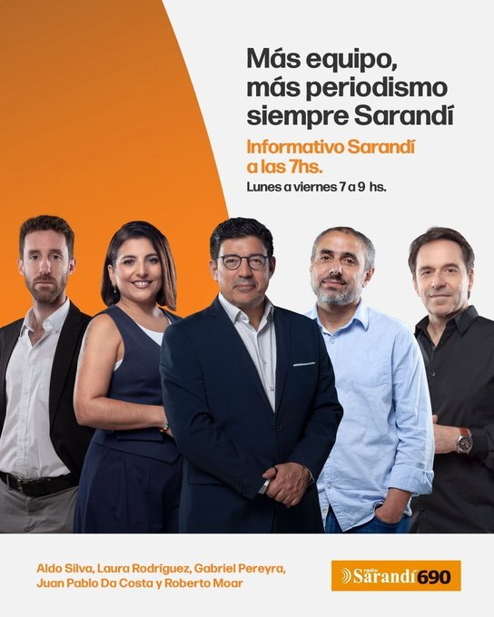 RadioSarandi690's tweet photo. #AHORA| Al Aire #InformativoSarandí de 7 a 9 con  @aldo_silva12 @jpdacos y  @MartinRiveiro92

🎙️8:30 entrevista a  Carmen Porteiro presidenta de la Unión de Exportadores @Uniondeexport .

🔴Seguinos en YouTube: https://t.co/hcqUyY4CUn https://t.co/aOxwr2q96c