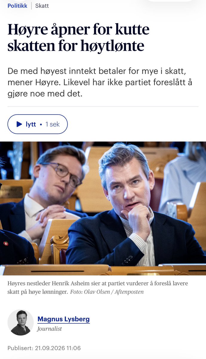 1984Disrupter's tweet photo. #nrkdebatt
Ikke avgiftsreduksjoner, men lavere skatt»
Noen som lurer på om @Hoyre og @Arbeiderpartiet har snakket sammen på kammerset om å kunne senke inntektsskatten for de som har trangest økonomi? De skjønner begge at de nok må foreta seg noe nå, men å videreføre ordningen med at Staten kan ilegge så høye særavgifter den bare vil, mot at den kompenserer de som blir hardest rammet økonomisk, og tyner og tvinger alle andre til å opptre lydig overfor Statens globale bærekraftsagenda, er planøkonomi og sosialisme på sitt aller verste!