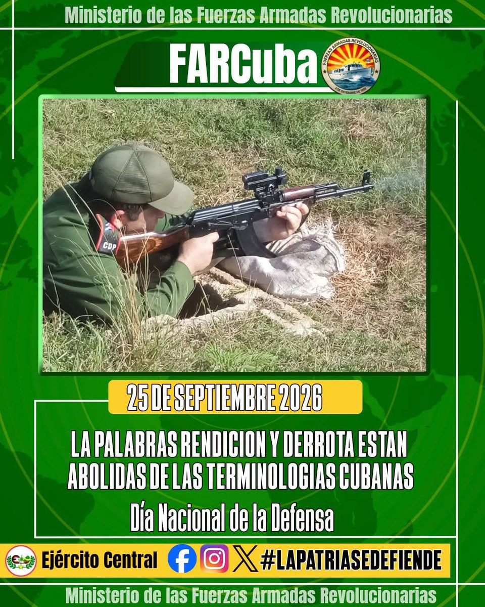 maure92552's tweet photo. "Que renuncien los cobardes, que renuncien los que no tienen fe. ¡Al deber no se renuncia; a la lucha no se renuncia!" ✊🇨🇺
Así piensa y siente el pueblo cubano.  #LaPatriaSeDefiende 

#DíaNacionalDeLaDefensa  #GuerraDeTodoElPueblo. https://t.co/X9euTkzf6j