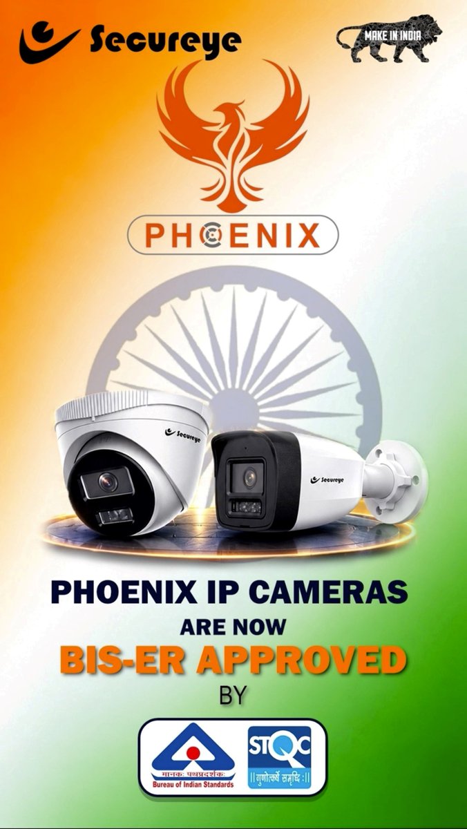 NewsStar69313's tweet photo. Secureye’s Phoenix Series Of IP And CCTV Cameras Receives BIS-ER Approval From STQC Directorate Under Meity.
#Secureye’s #Phoenix #Series #IP #CCTV #Cameras #Receives #BIS #ER #Approval #From #STQC #Directorate #Under #Meity #NewDelhi #Delhi
https://t.co/V2C5oYOGzV https://t.co/XjTaKhngil