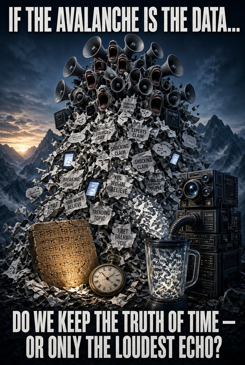 beebobbing's tweet photo. If the loudest voices cause avalanches of exaggerated information — and AI is just a pattern collector sitting under the mountain — do we still keep the truth of time… or only the echo that repeated the most? https://t.co/r3YAyWWKod