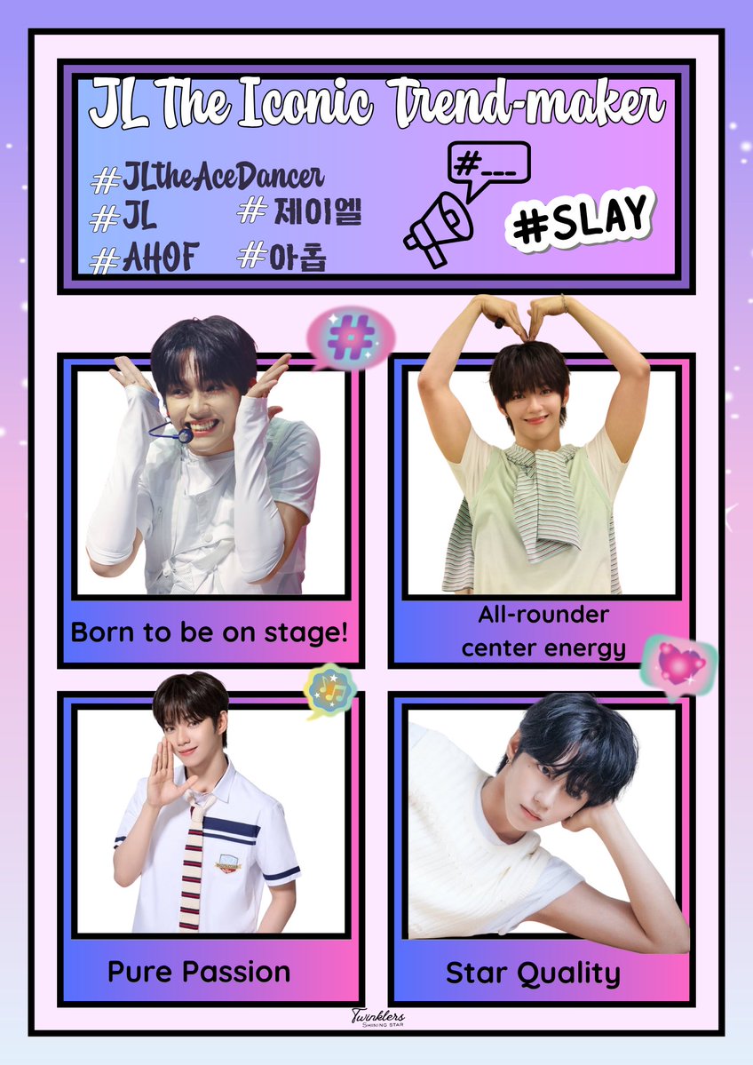 twinklers_vt's tweet photo. Hashtag Party Alert!

It’s time to put our shining star JL in the spotlight!

Our talented boy is ready to take over the timeline! Let’s celebrate JL’s incredible stage presence, all-rounder charm, passion, and undeniable star quality by filling the hashtags with our love and support.

Join the hashtag party

Post, repost, like, and engage with fellow JL stans. Bring your favorite JL photos, edits, videos, or messages and let’s keep the energy going.

Let’s make JL’s name impossible to miss.

JL The Iconic Trend-maker

#JLtheAceDancer
#JL #제이엘
#AHOF #아홉