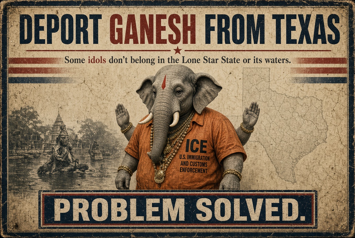 TheViciousSnake's tweet photo. ❗️ I Think Its Time For Modern Solutions to Modern Problems.

Deport Ganesh from Texas. https://t.co/JzgpRFRclY