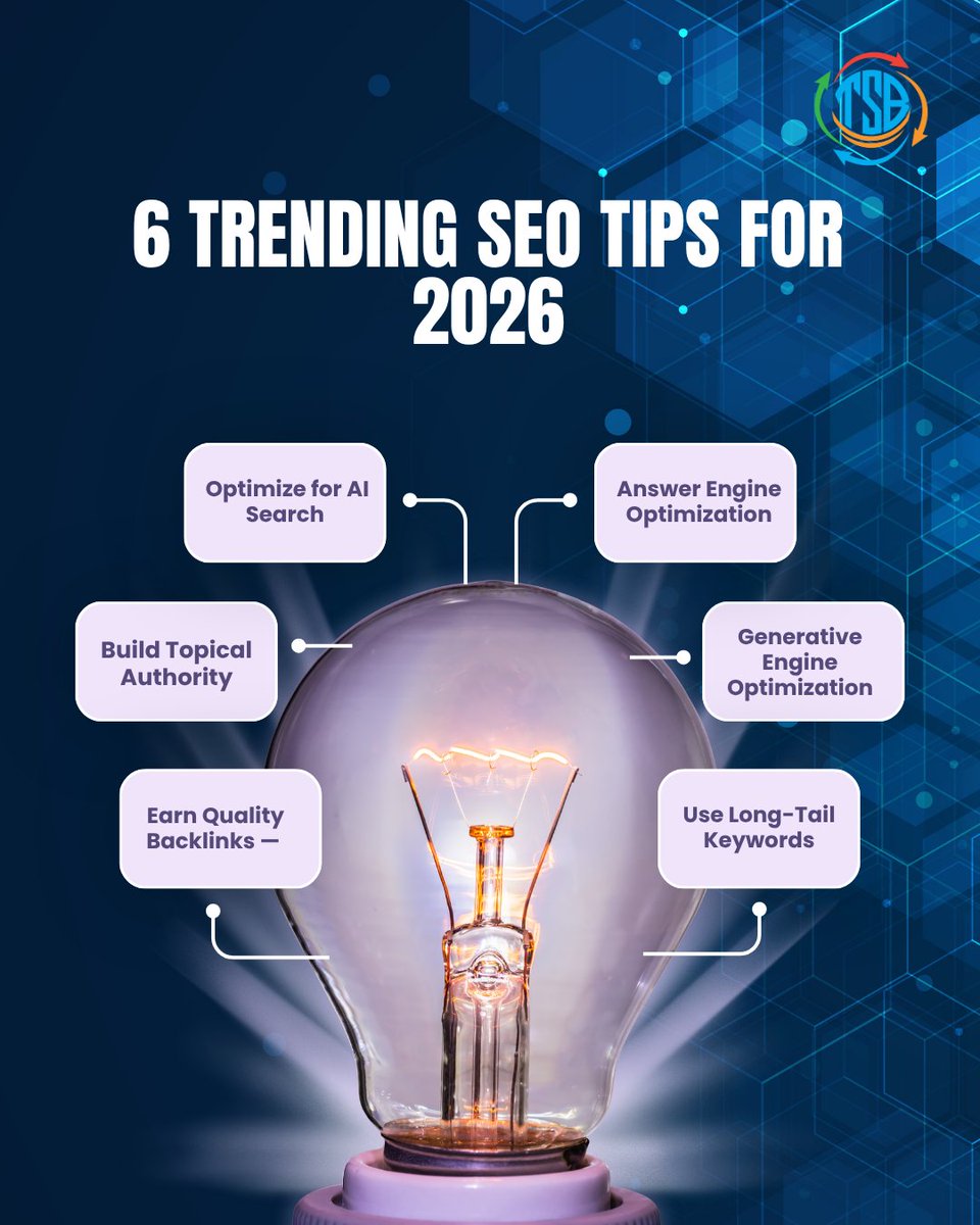 TheSEOBeast_'s tweet photo. 6 Trending SEO Tips for 2026
#SEO #SEO2026 #SEOTips #TrendingSEO #DigitalMarketing #SearchEngineOptimization #AEO #AnswerEngineOptimization #GEO #GenerativeEngineOptimization #AISEO #AIOptimization  #SearchExperienceOptimization https://t.co/A8l0Owoxc2