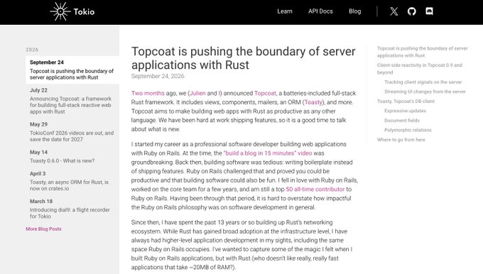 Topcoat 0.9 Adds Reactive Server Rendering for Rust