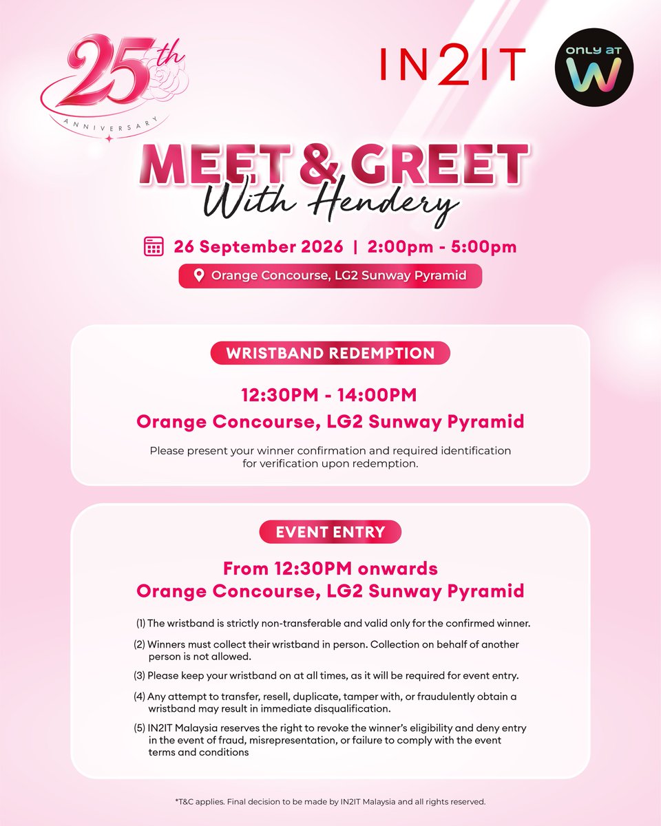 in2it_cosmetics's tweet photo. Here’s everything you need to know before Meet &amp; Greet With Hendery! ✨

T&amp;C applies. Final decision to be made by IN2IT Malaysia. All rights reserved.
#IN2ITMalaysia #IN2ITCosmeticsMY #IN2IT25thAnniversary #25YearsofBeautyAndLove #IN2ITXHendery #WatsonsMalaysia https://t.co/2FSYuV0y9z