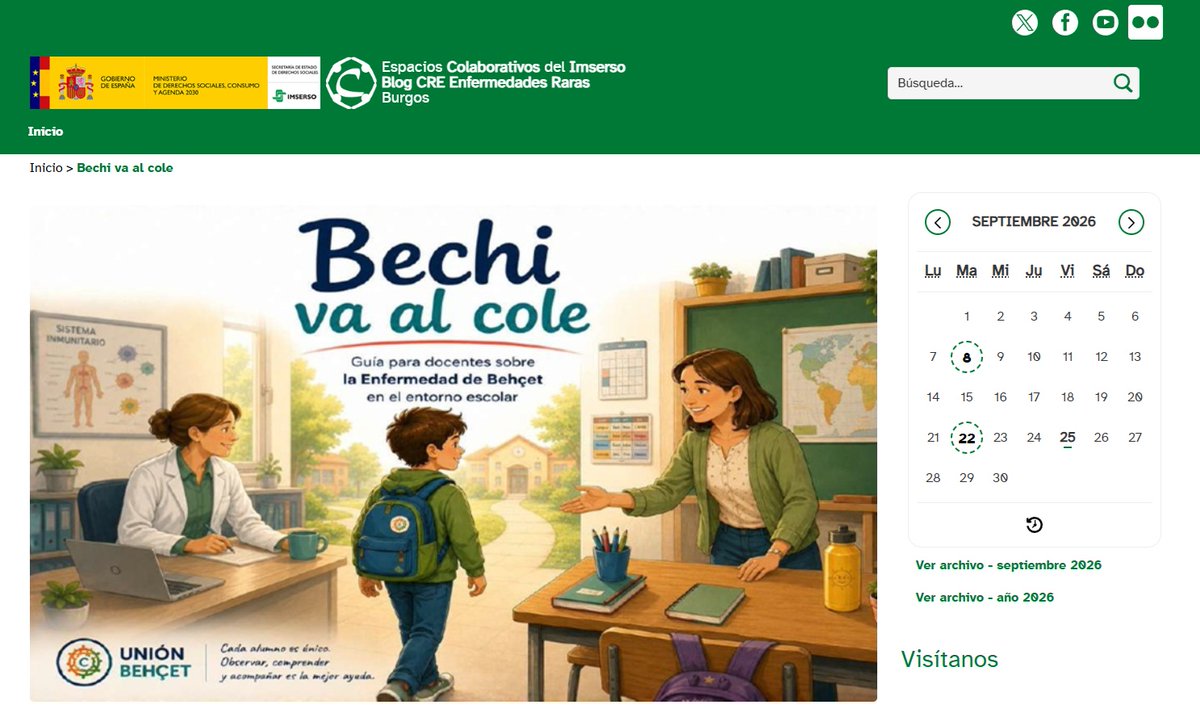 CentroCREER's tweet photo. 📌 Nueva entrada en #BlogCREER @Imserso:
📘 Recomendación bibliográfica #NodejesdeleER
«Bechi va al cole: guía para docentes sobre la enfermedad de #Behçet en el entorno escolar» de #UnionBehçet
#EnfermedadDeBehçet #EnfermedadesRaras
👉 https://t.co/VmrvTQ8Sn4 https://t.co/6r2YG3scR1