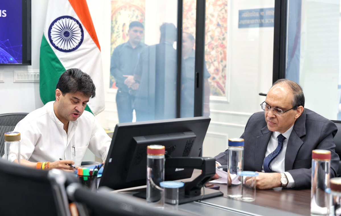 JM_Scindia's tweet photo. Reviewed the execution of the ongoing work for India’s first-ever Telecom Manufacturing Zone in Gwalior. 

The work on the ground is gathering pace as we take this landmark project forward in full swing. 

As we celebrate #12YearsOfMakeinIndia today, the TMZ is set to be another big stride in Bharat’s journey towards becoming a global manufacturing powerhouse. 🇮🇳