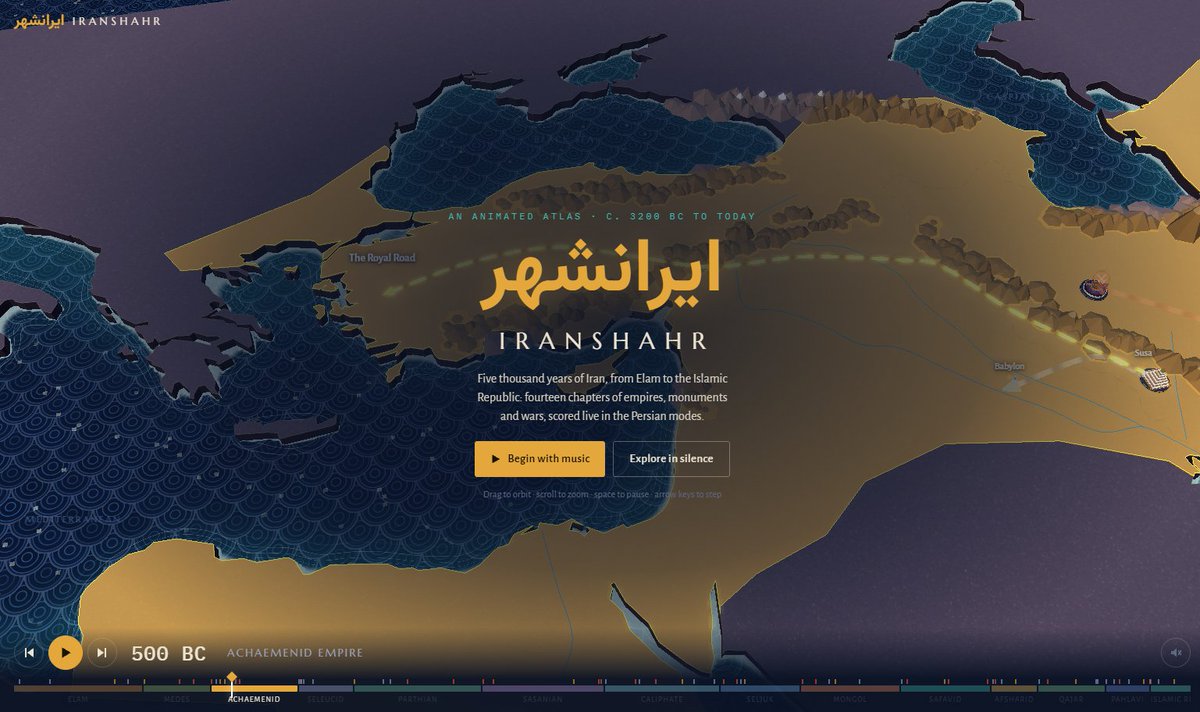 mahdavi's tweet photo. به opus 5.5 لینک ویکی‌پدیای تاریخ ایران رو دادم گفتم اینو انیمیشن‌اش کن. نیم ساعت بعد اینو تحویل داد: https://t.co/8vJwaJJNEz https://t.co/kBgrGmrYXJ