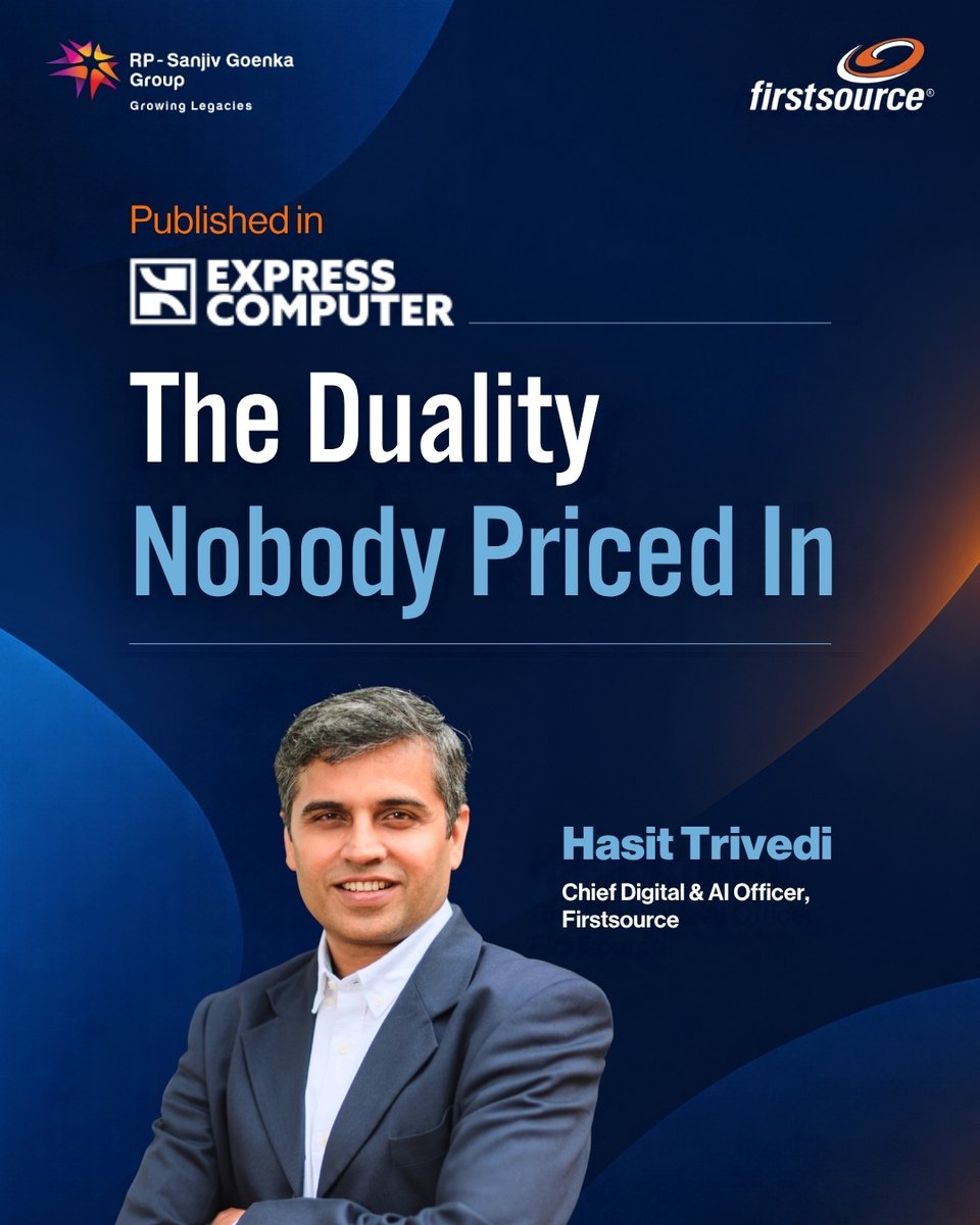 firstsource's tweet photo. AI is getting faster. Enterprise architecture is getting harder. 

Our Chief Digital &amp; AI Officer, Hasit Trivedi explores why in his latest piece for @ExpComputer  #AgenticAI

Read: https://t.co/3pvnYzIaVZ

#IntelligenceThatOperates #AgenticAI #EnterpriseArchitecture https://t.co/dShx7vklFl