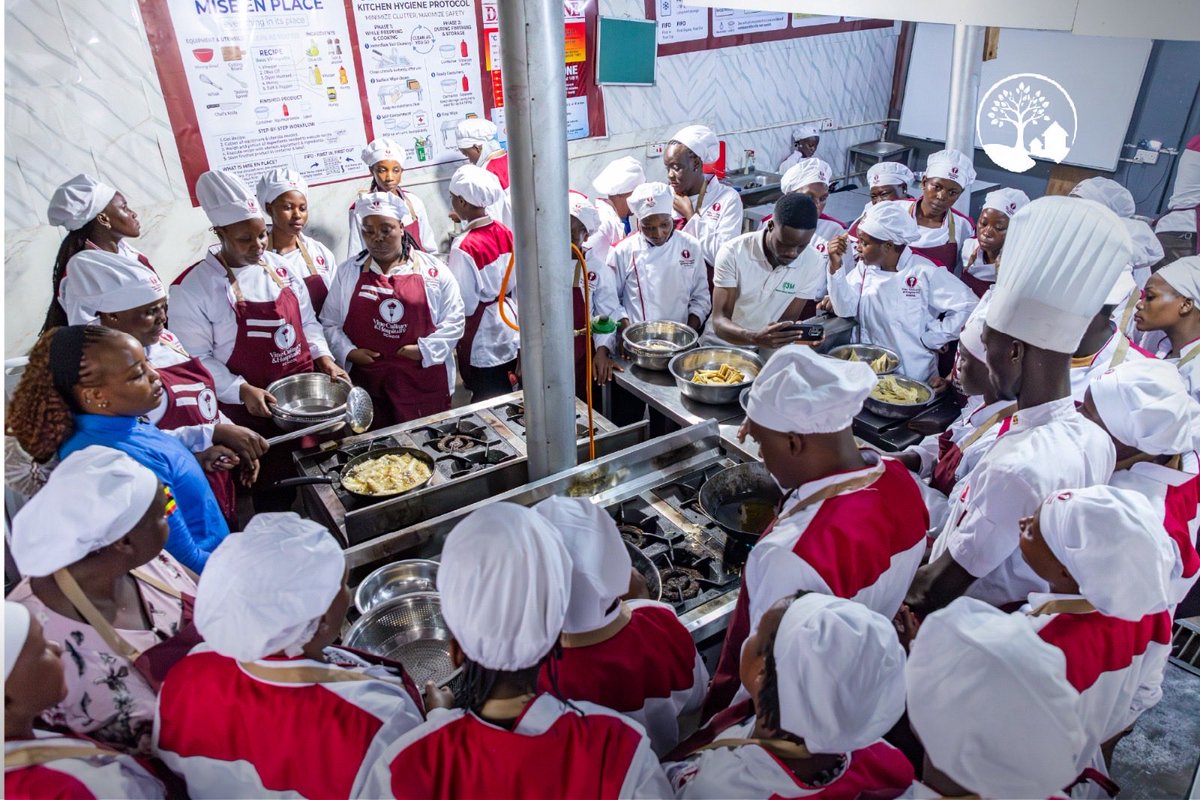 BamutakuddeV's tweet photo. 20 youth from my village Bamutakudde now in chef uniforms, in a real professional kitchen, learning to cook from the best.
This was the vision: practical skills that put money in households. And Vine Culinary and Hospitality School said YES.
#YouthSkills #UgandaChefs #Bamutakudde https://t.co/azKVBdlld3