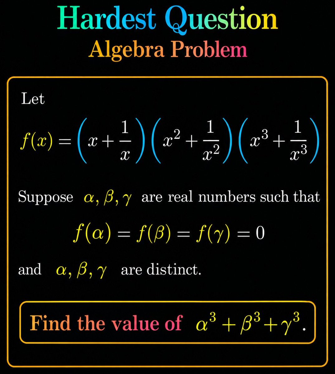 parth_hirpara05's tweet photo. Can You Solve This Hardest Algebra Problem? 🧠💥
#Algebra #MathChallenge #MathProblem #Mathematics https://t.co/EerWjBAs0K