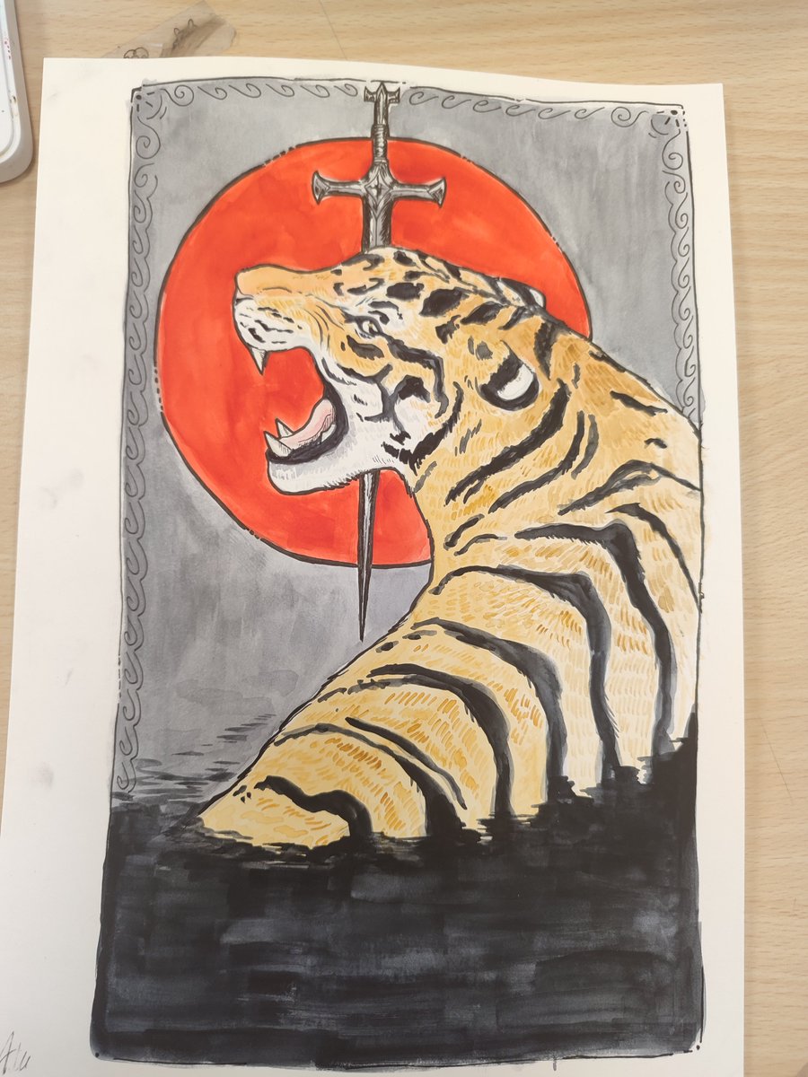 AsiesTetoDraws's tweet photo. 🐯 🗡️ 🔴 
Tiger redraw on paper (watercolor) https://t.co/0pEYeEYWwv