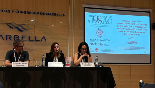 mICardiapp's tweet photo. En mayo de 2026, Julia García Romero, enfermera del Área Sanitaria Campo de Gibraltar Oeste, presentó mICardiApp en el 59.º Congreso Andaluz de las Enfermedades Cardiovasculares, dentro de una mesa sobre tecnología y cuidado cardiovascular.

#mICardiApp #InsuficienciaCardíaca https://t.co/lCLcEfClIu