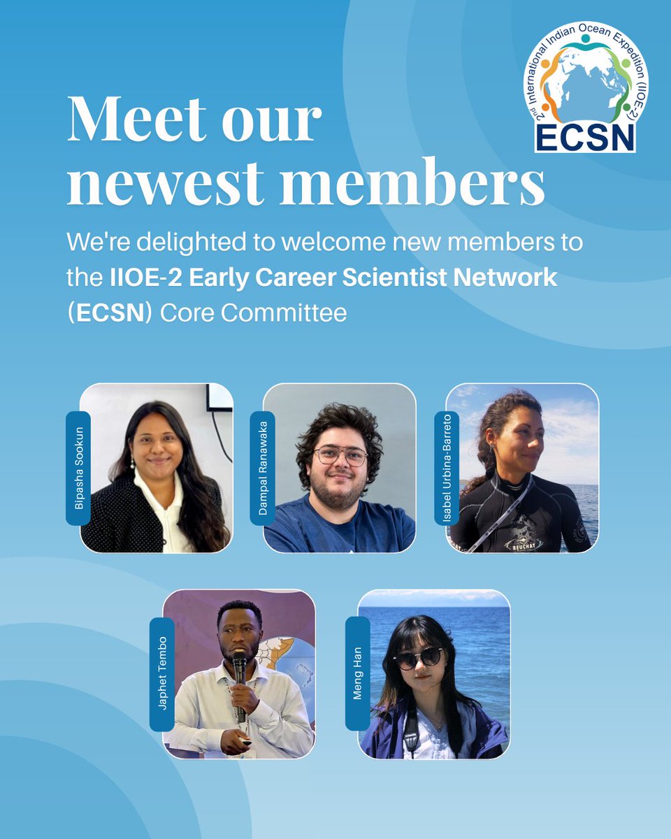 iioe_ecsn's tweet photo. We're excited to welcome our new IIOE-2 ECSN Core Committee member!
Swipe through to meet the early career scientists who will be helping shape our network's activities in the months ahead.
(1/2) https://t.co/8oeHB1g24H