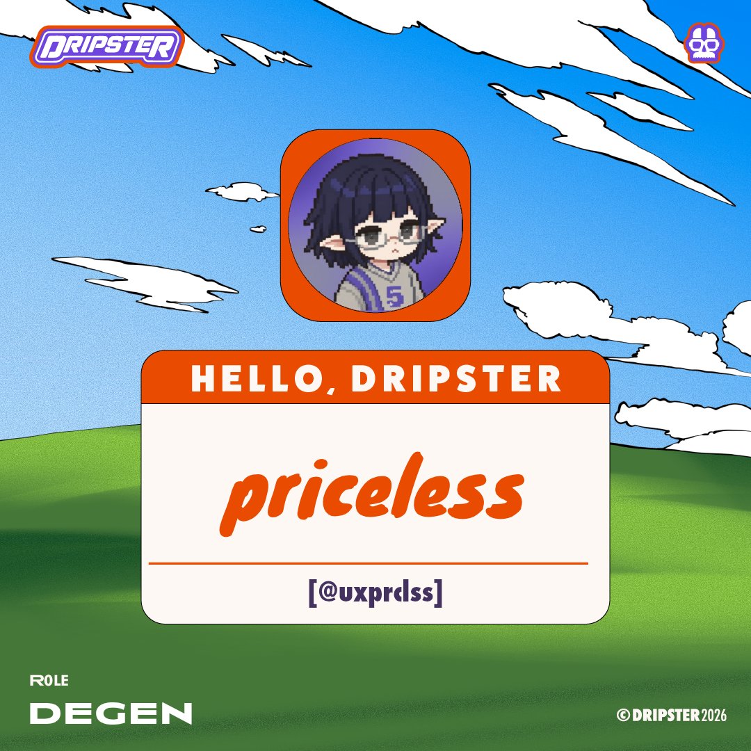 uxprclss's tweet photo. I'm @uxprclss as "Degen"
Reserved my seat for @DripsterNFT

UNLEASH THE BEAST! https://t.co/XLXYEE54xh