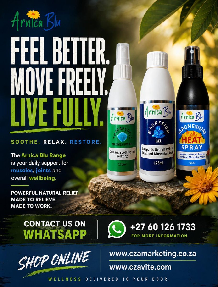 IsolezweNews's tweet photo. ISIKHANGISO | NCIPHISA UBUHLUNGU NGE-ARNICA BLU USEKELE NESIMO SAKHO SOMZIMBA (IMMUNE SYSTEM) NGE-VITA-GARD, ESIZA ABADALA NEZINGANE
> https://t.co/1tmZaubIIu
#ArnicaBlu #MuscleRelief #JointSupport #Magnesium #VitaGardC #ImmuneSupport #VitaGardforKids #czamarketing https://t.co/jCLRA89jpy