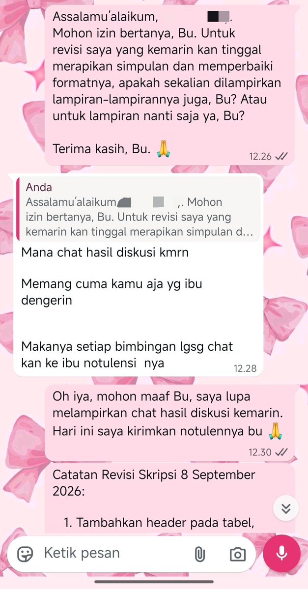 collegemfs's tweet photo. Gais, ini emg kesalahan aku fatal bgt ya? Aku emg lupa kmrn kirim notulen abis bimbingan tp aku udh minta maaf dan langsung kirim notulennya.. Tp kayaknya beliau marah bgt ya sama aku? 2 Tmn aku chat di hari dan jam yg sama dibales aku cm di read doang.. Help ini ak hrs gmn [cm] https://t.co/2N6tczIFnQ