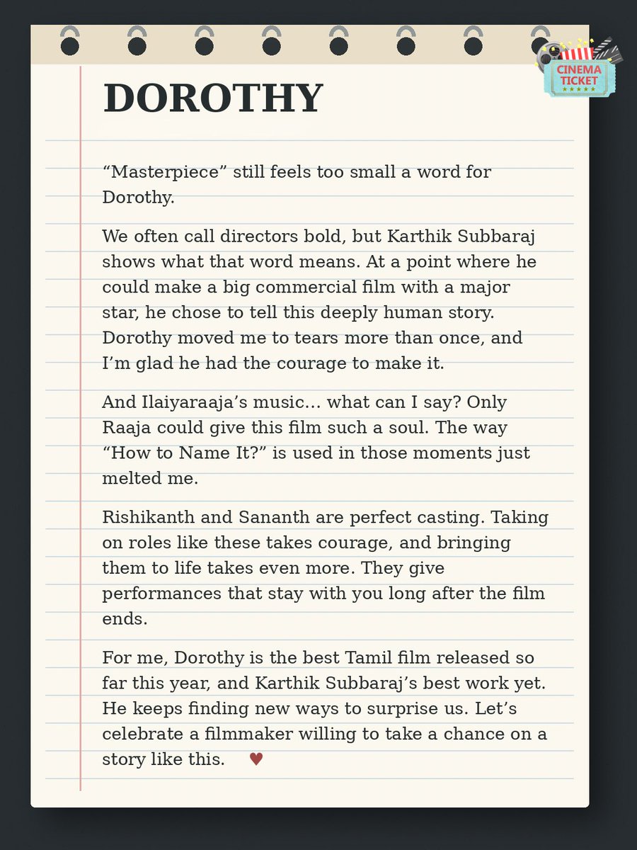 CinemaTicket_'s tweet photo. Masterpiece ♥️ @karthiksubbaraj @ilaiyaraaja @iam_rishikanth  #Dorothy https://t.co/xtWGPpcbx2