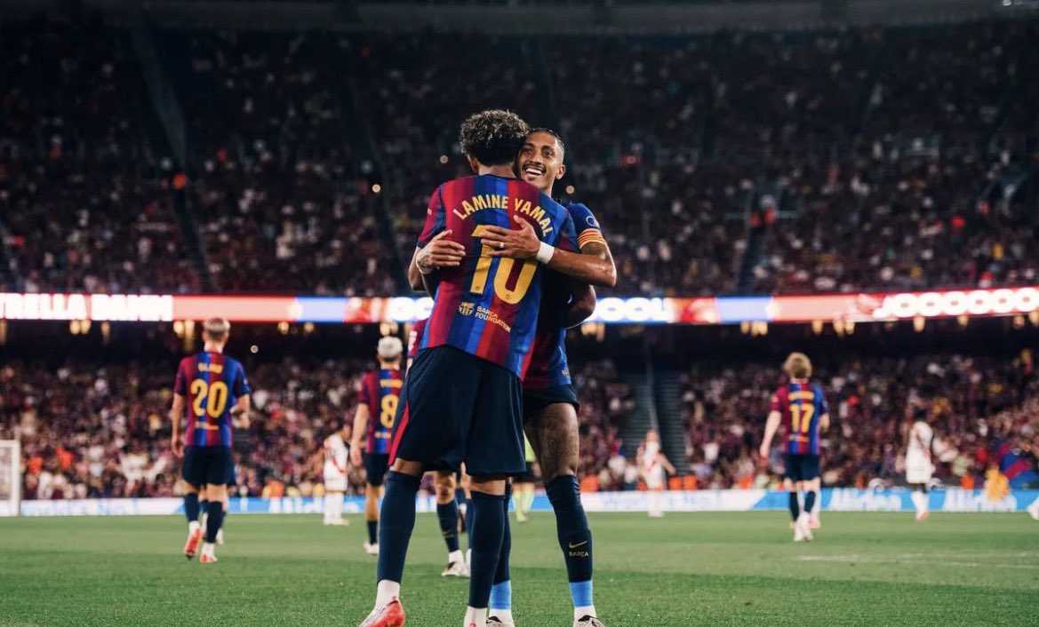 fermin_790's tweet photo. 🚨 CRAZY STAT: Barcelona have already produced 7 braces and 2 hat-tricks in their first 8 official matches this season.

- Raphinha: 3 braces + 2 hat-tricks
- Lamine Yamal: 3 braces
- Fermín: 1 brace

That is 20 goals from multi-goal performances alone, more than Barça managed at the same stage even during the Messi-Suárez-Neymar era.