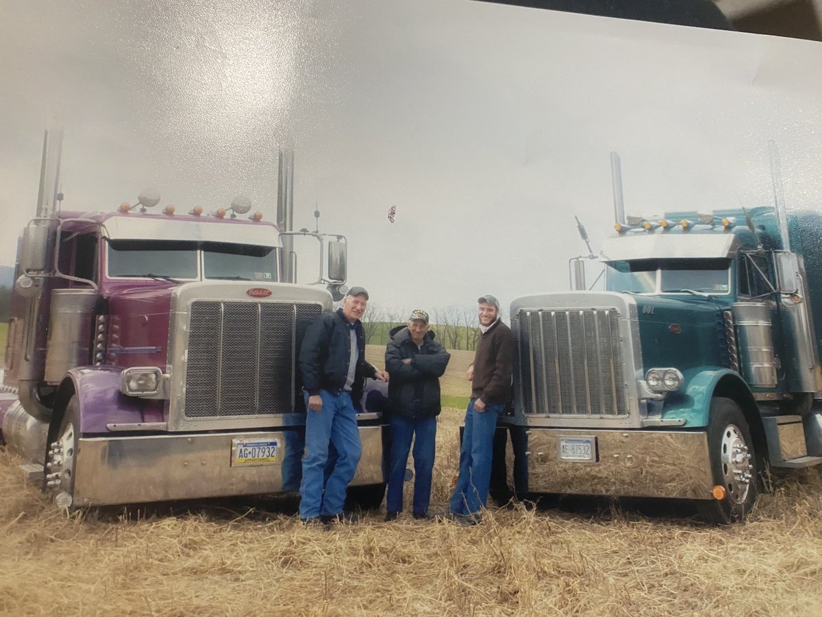 Sunshine8519412's tweet photo. Good morning road warrior be safe my Pops my brother my nephew. I asked them if they would consider a Tesla semi. He has 2 black ones. lol 😂 use to tease him about his purple truck. I also told him he’d spend less time working on a Tesla. lol 😂 I’m not allowed in his trucks ✊ https://t.co/Fu0bZCfUq4