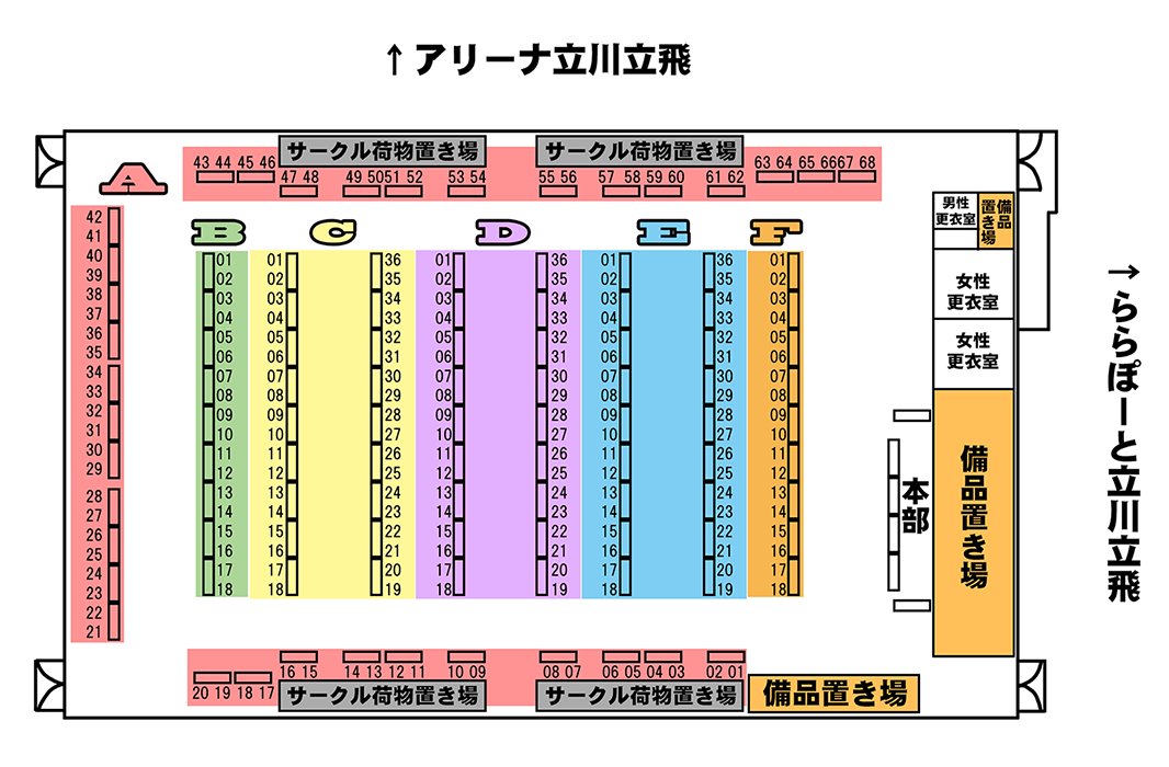 chotsukuyomisai's tweet photo. 超ツクヨミ祭２の配置はこんな感じ予定です。
サークル荷物置き場はその前に配置��れてるサークルの在庫置き場となります。本来ここは観客席なので正直使いづらいと思います。搬入量が多いサークルがここに配置されます。各机は180×45cmです　#超ツクヨミ祭 https://t.co/B5QK3FcOgd
