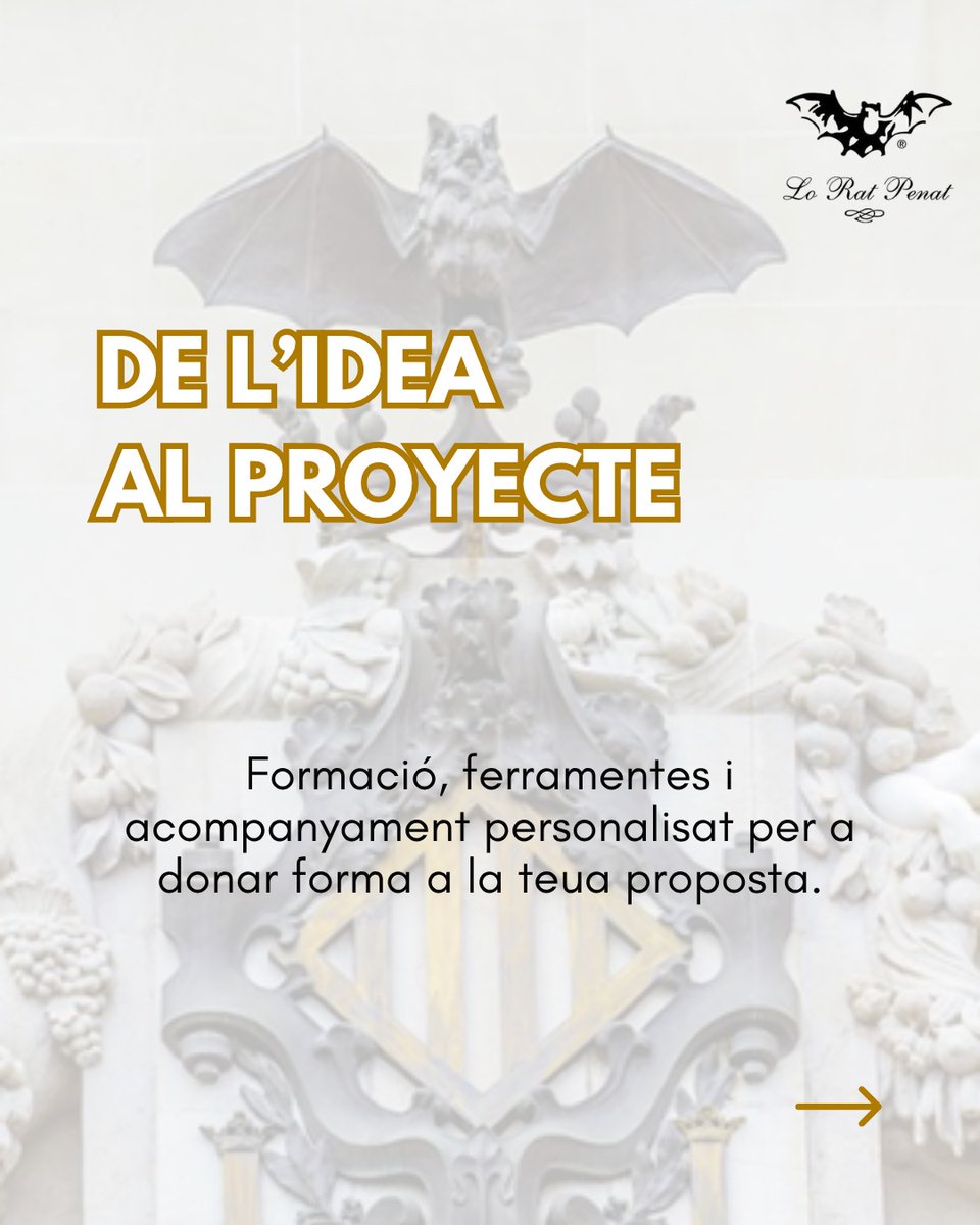 LoRatPenat_'s tweet photo. ¿Tens una idea per a la cultura valenciana? Fes-la realitat. 💡 Arriba Lo Rat Mamprén, un programa de formació i acompanyament per a jóvens i mamprenedors en ganes de transformar les seues idees en proyectes culturals.
En quatre sessions de 3 hores descobriràs oportunitats en el sector cultural valencià, donaràs forma a la teua proposta, deprendràs a planificar-la i prepararàs la seua presentació.
📅 Sessions: 16, 23 i 30 d’octubre i 6 de novembre
Si tens una idea i vols posar-la en marcha, este és el teu moment. Inscriu-te en Lo Rat Mamprén: formacio@loratpenat.org
https://t.co/3yrHCMKul6
#LoRatPenat #RACV #Valéncia #CulturaValenciana #llenguavalenciana