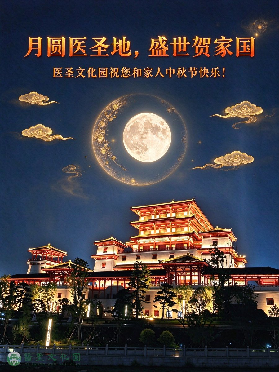NanyangTcm's tweet photo. 月满中秋，致敬仲景。河南南阳医圣文化园恭祝大家中秋快乐！
Celebrate Mid‑Autumn at Medical Sage Cultural Park in Nanyang, Henan.
Wish you a joyful full‑moon festival!
#MidAutumn #Nanyang #HenanChina #TCM #MidAutumnMoonFestival https://t.co/1w7q8HgXE9