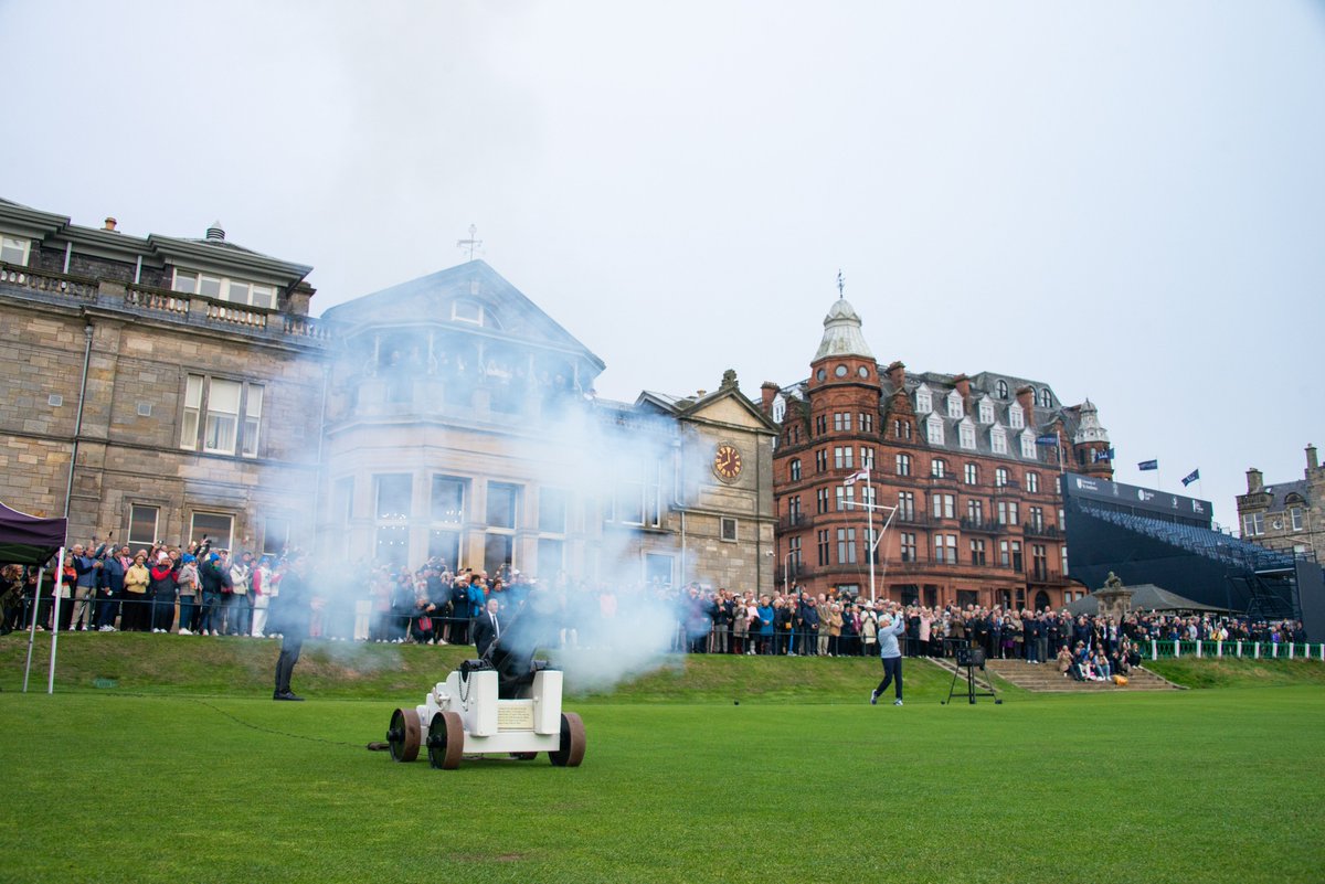 RandA's tweet photo. Claire Dowling becomes the first woman to serve as Captain of The Royal and Ancient Golf Club of St Andrews 💙

In front of a packed crowd at the Old Course, Claire launched her opening drive down the fairway to officially commence her term with caddie, Dillon McCarron successfully returning her ball.
