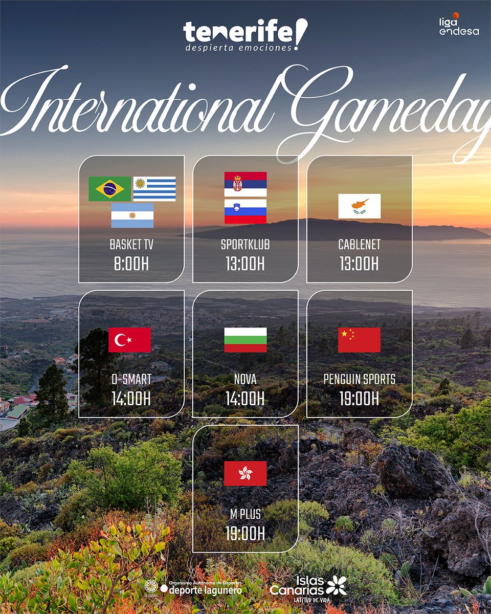 CB1939Canarias's tweet photo. ⌛️ Dos horas para el inicio en el Santiago Martín

Siete broadcasters han elegido el partido para ofrecerlo en 15 países

@VisitTenerifeES | @TurismCanarias | @Turismo_LL

💛🖤 #VamosCanarias #Tenerife #DespiertaEmociones https://t.co/uEYiuZa5ZS