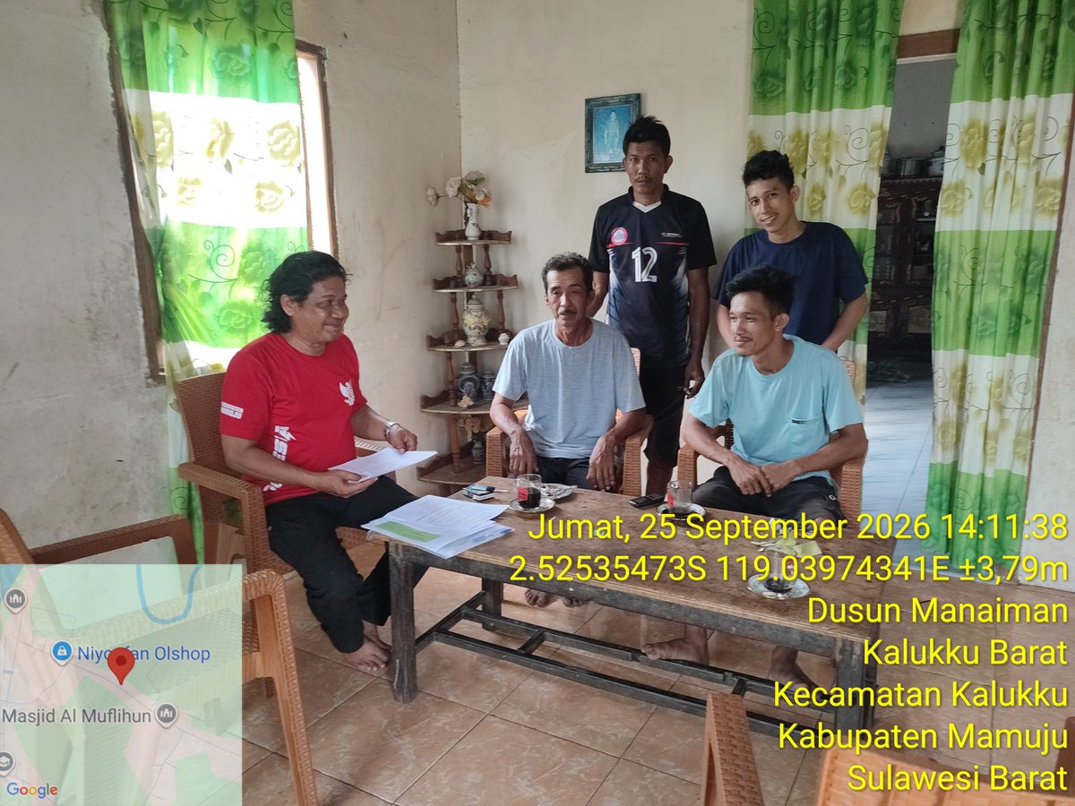 AbrahamMuhiddin's tweet photo. Jumat /25/09/2026 
Kegiatan Sosialisasi Pendampingan Akses Teknologi Terekomendasi dan/ atau Tepat guna Bersama Bapak Nahrawi Ketua dan anggota Kelompok Pokdakan Matahari di Dusun Manaiman Desa Kalukku  Barat Kec.Kalukku Kab.Mamuju Sulbar.
#BPPSDMKP
#satminkalmaros
#puslatluh https://t.co/QoBMUbRXm6