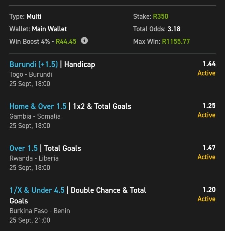 Gnbhengu's tweet photo. ⚽⚽
Booking Code:03-332502
Odds: 3.18
Promo Code:SURE50
Recreate our bet slip (3+ selections) and place a minimum stake of R5 to qualify for a potential reward this Saturday.
👉 See bio for full details
⚠️ 18+ only. T&Cs apply https://t.co/dJpXRsS62W