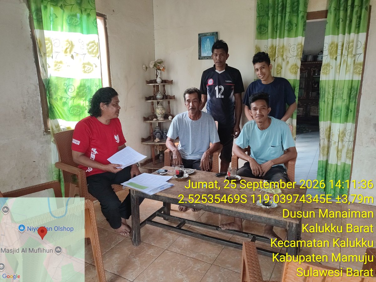 AbrahamMuhiddin's tweet photo. Jumat /25/09/2026 
Kegiatan Sosialisasi Pendampingan Akses Teknologi Terekomendasi dan/ atau Tepat guna Bersama Bapak Nahrawi Ketua dan anggota Kelompok Pokdakan Matahari di Dusun Manaiman Desa Kalukku  Barat Kec.Kalukku Kab.Mamuju Sulbar.
#BPPSDMKP
#satminkalmaros
#puslatluh https://t.co/QoBMUbRXm6