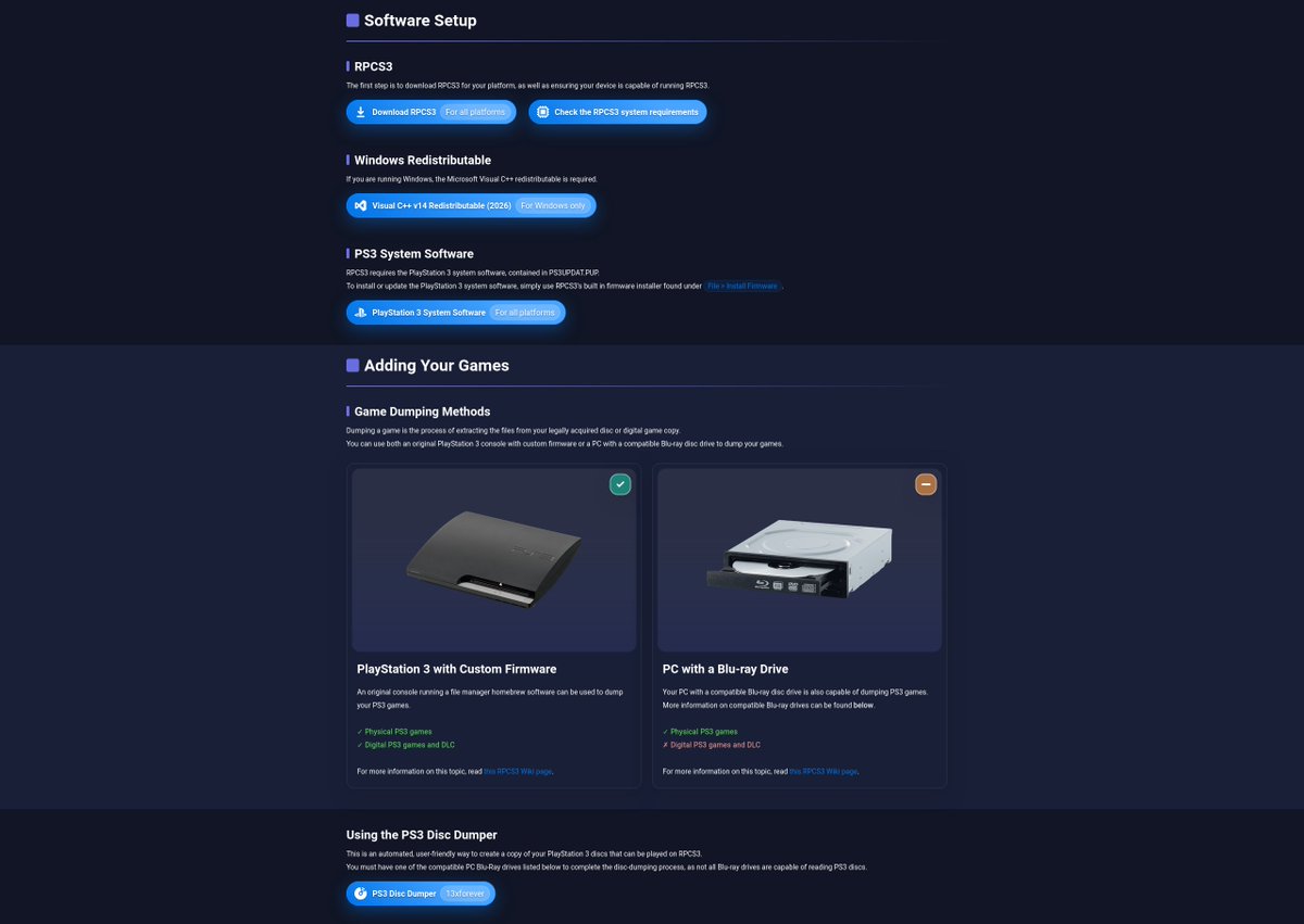 rpcs3's tweet photo. We’ve simplified the Quickstart Guide.
https://t.co/Xz1ocTiELh

Getting your PS3 games onto your PC has never been easier!