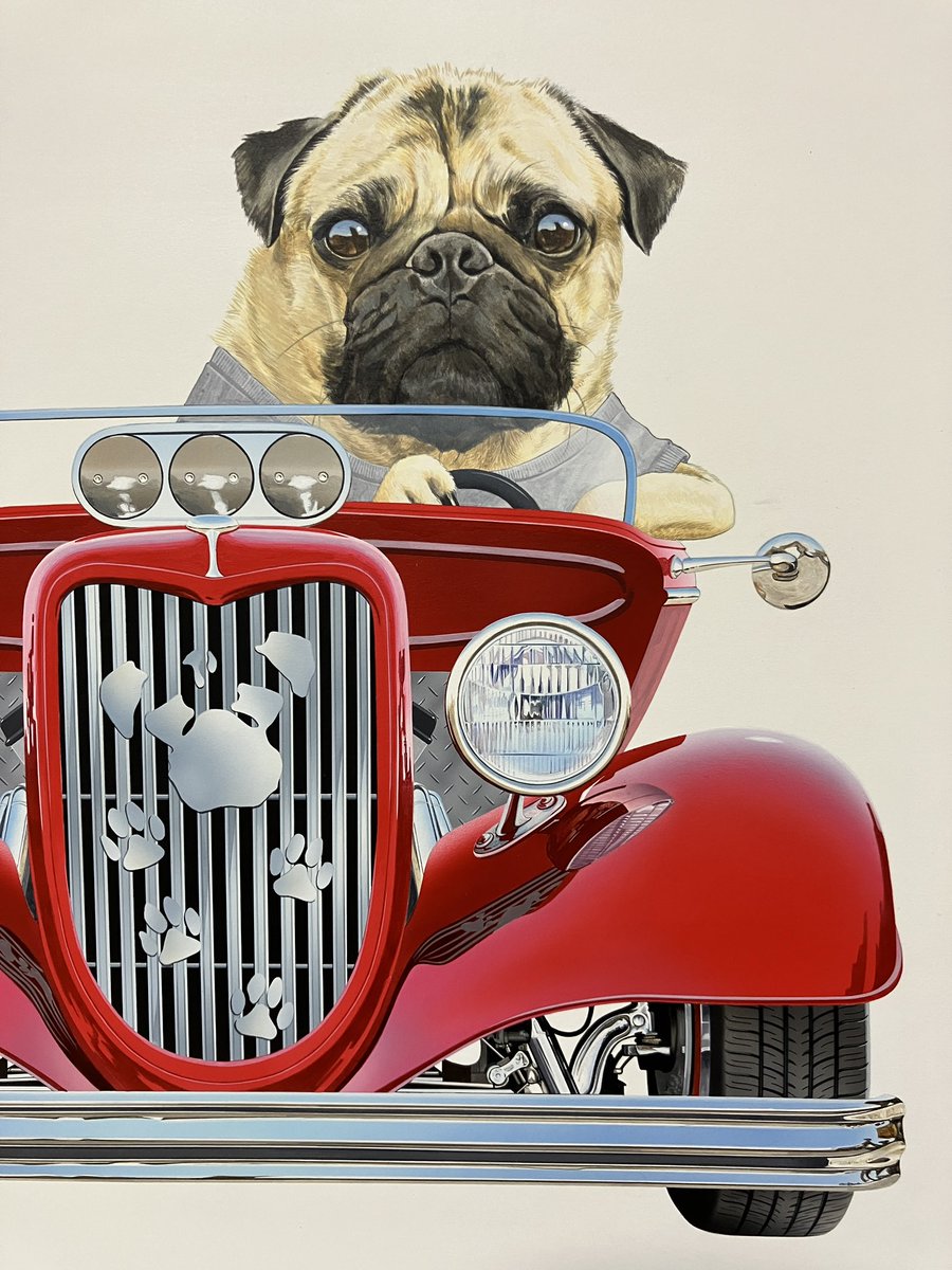 k_gahaku's tweet photo. 新しいPUG RIDERの絵が完成しました🎨🖌️
横に肘をかけて
ちょっとカッコつけて運転している
福ちゃんです🚗🐶
車なので足は見えませんが
車に乗ってもたぶん
足がペダルに届いてなさそうです😞
#pugrider #pug #painting #パグ #イラスト https://t.co/KDHTKSeQBy